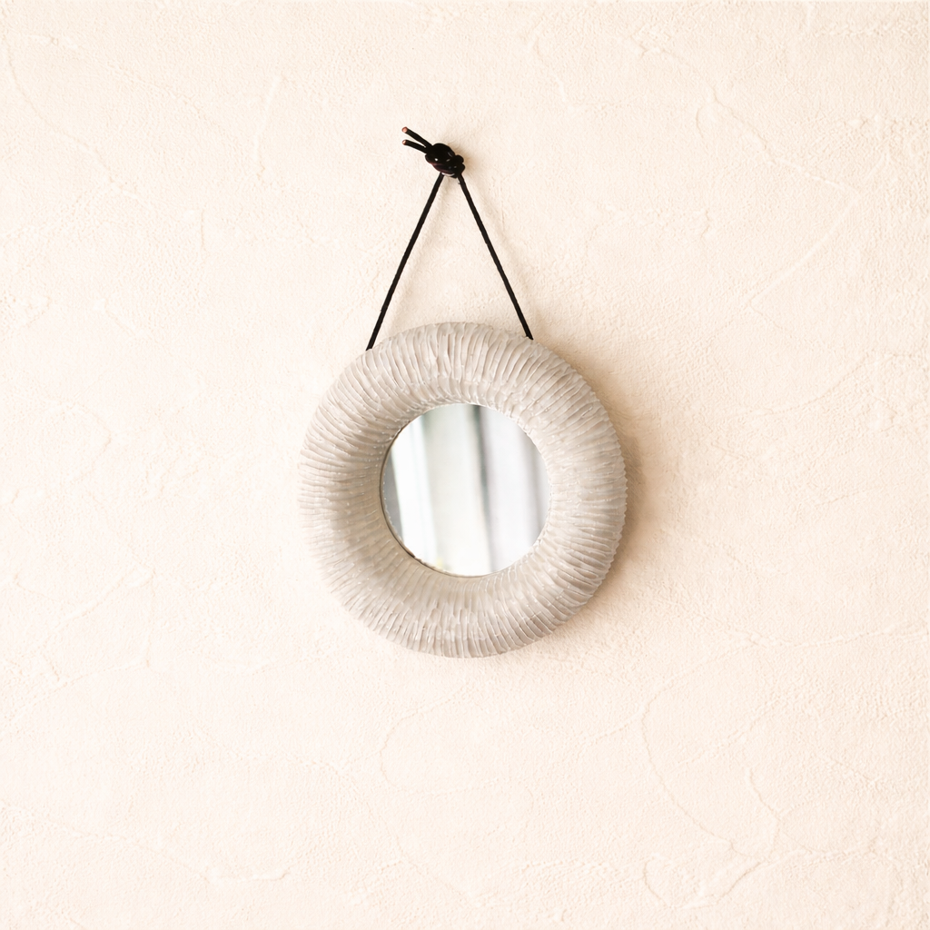 Handmade Ceramic Wall Mirror | Modern Textured Decorative Mirror