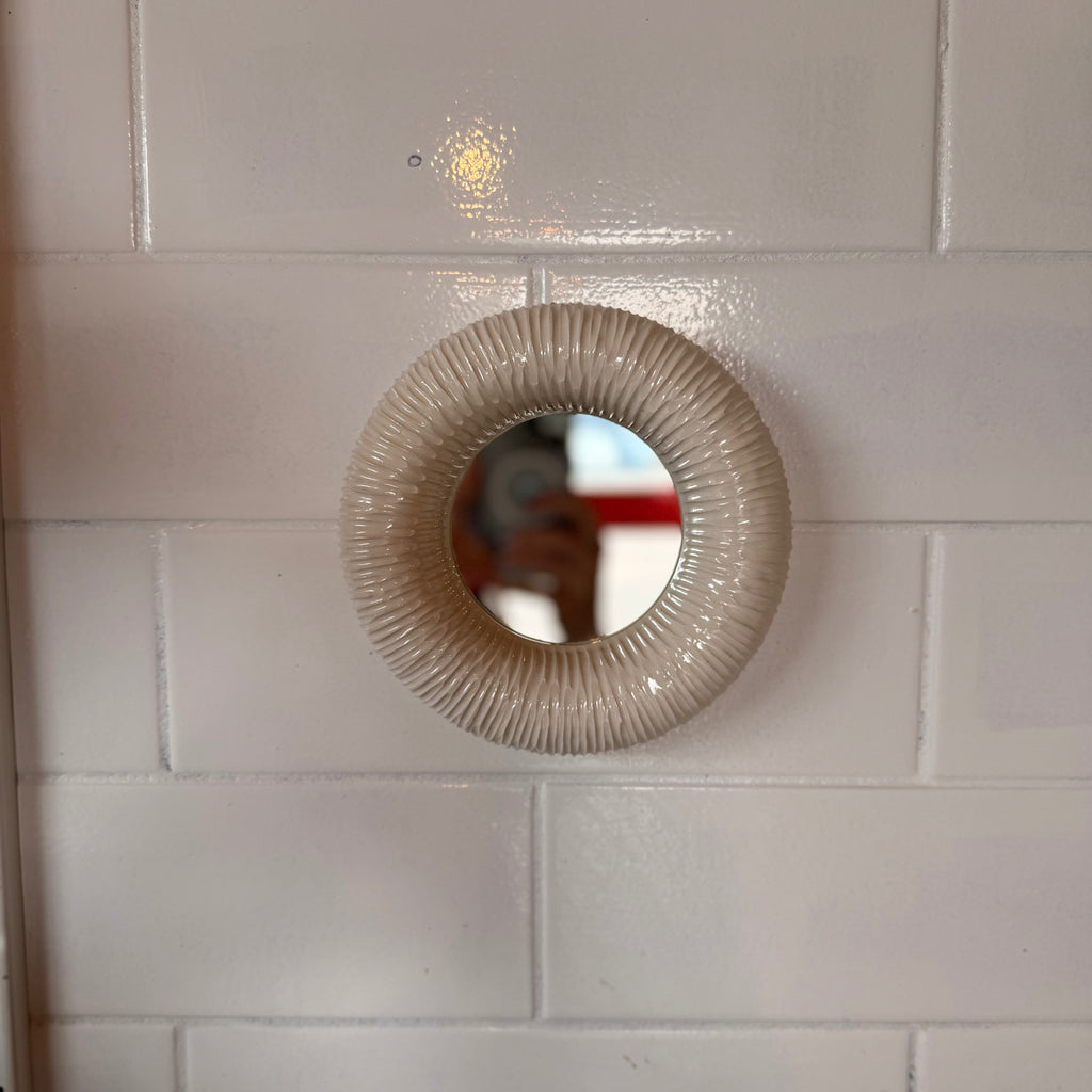 Handmade Ceramic Wall Mirror | Modern Textured Decorative Mirror