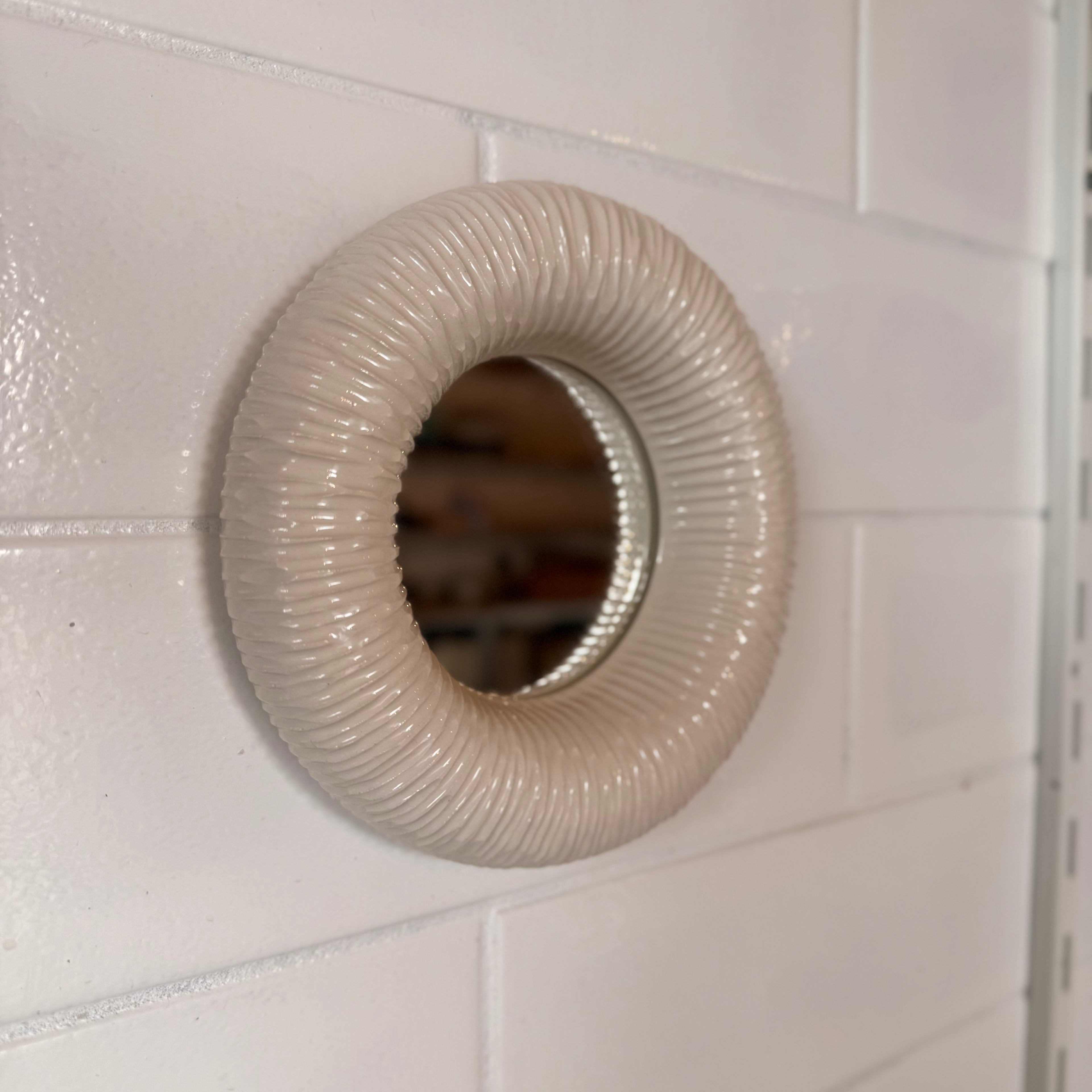 Handmade Ceramic Wall Mirror | Modern Textured Decorative Mirror