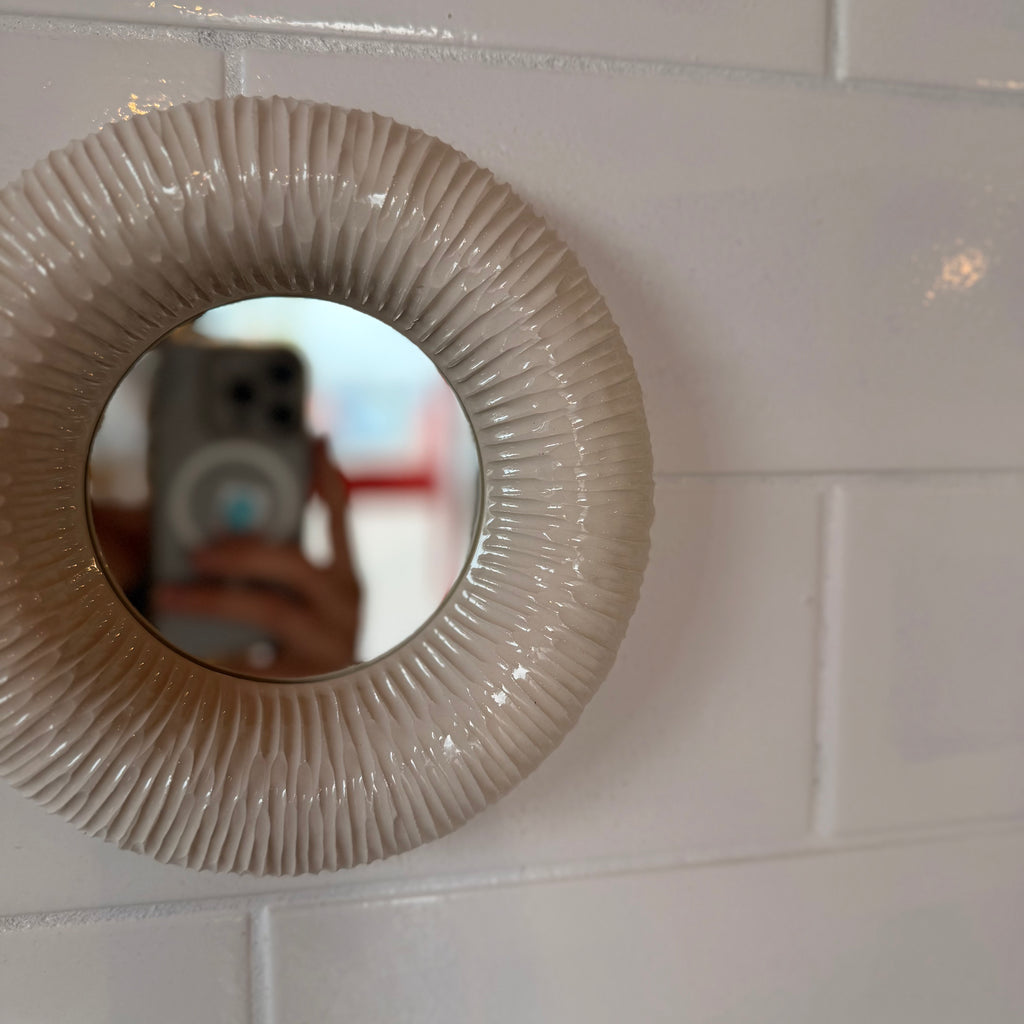 Handmade Ceramic Wall Mirror | Modern Textured Decorative Mirror