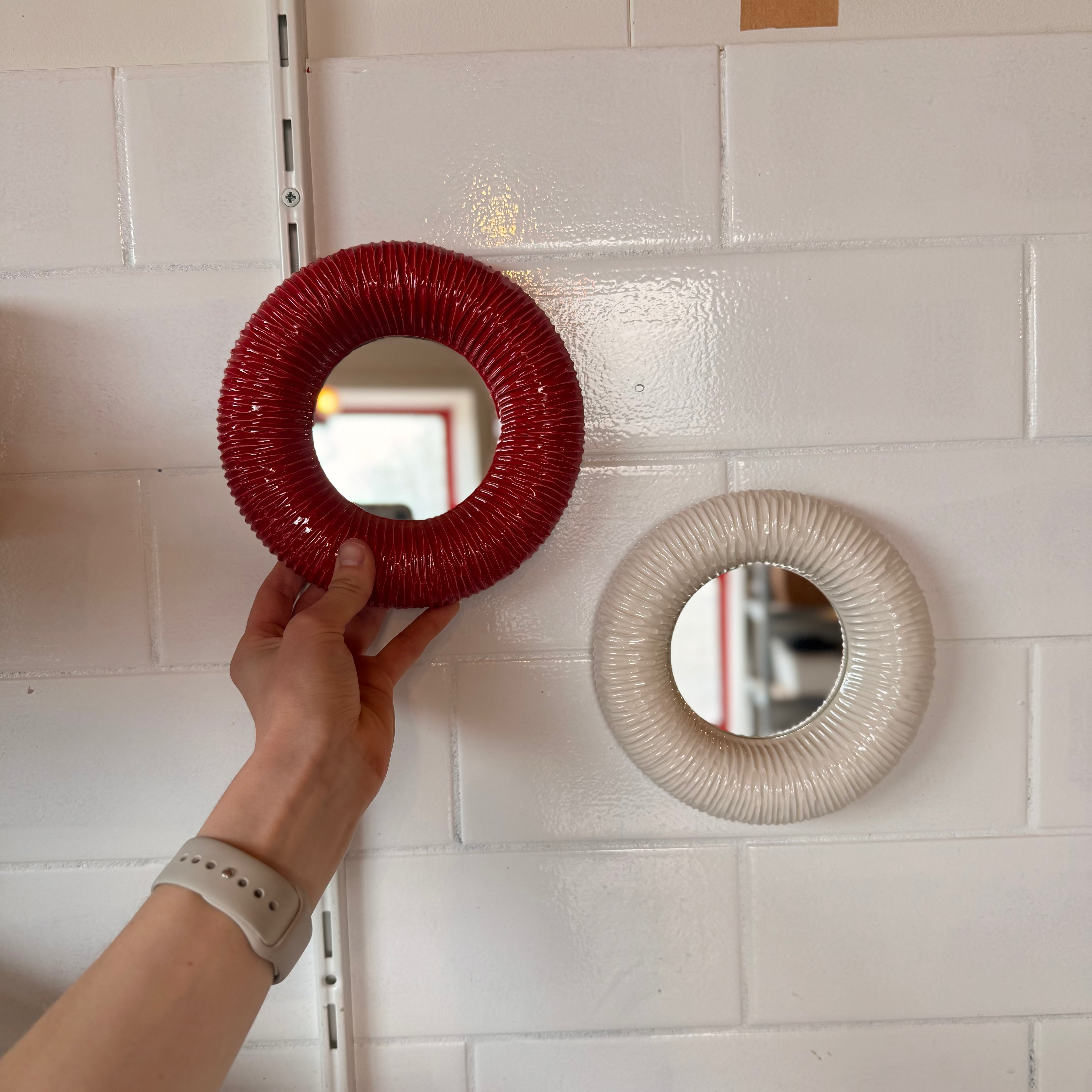 Handmade Ceramic Wall Mirror | Modern Textured Decorative Mirror