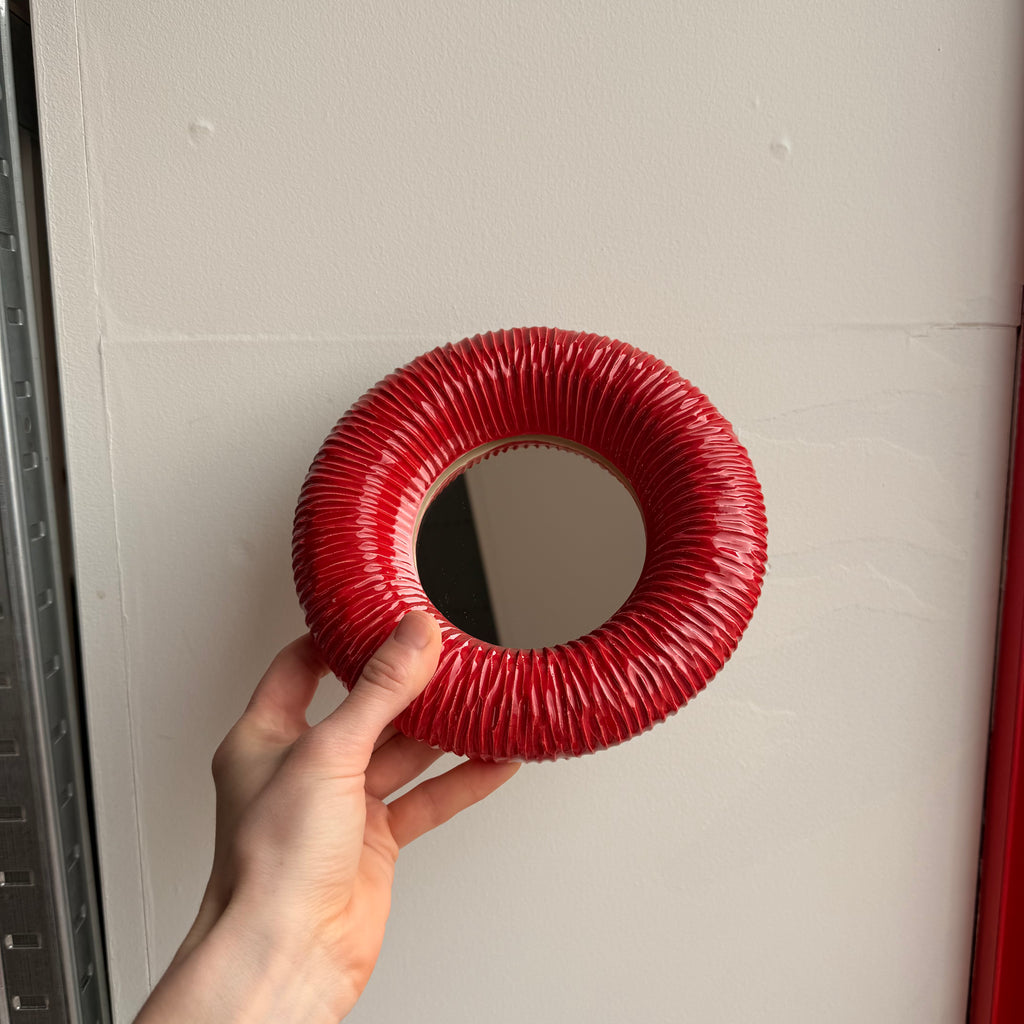 Handmade Ceramic Wall Mirror | Modern Textured Decorative Mirror