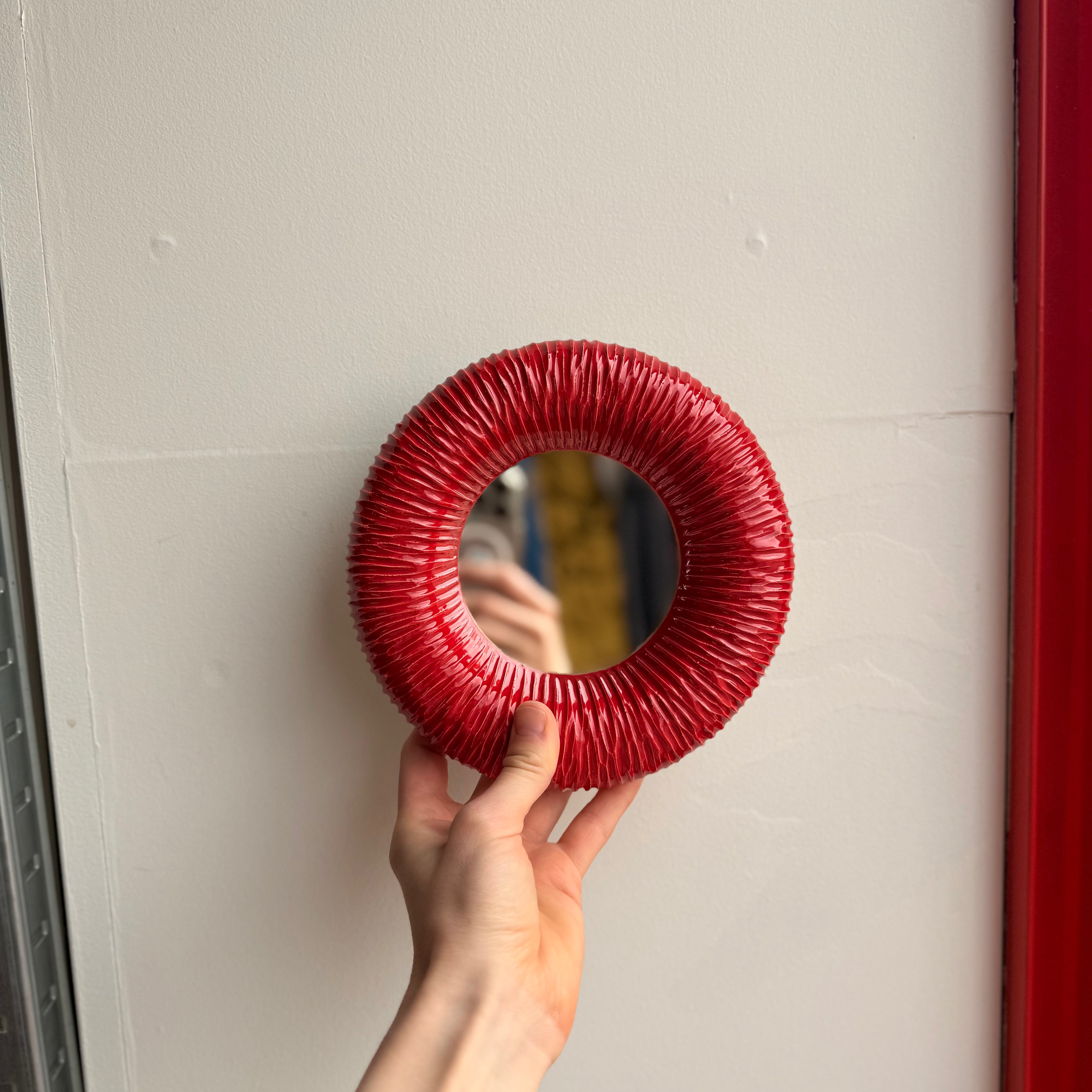 Handmade Ceramic Wall Mirror | Modern Textured Decorative Mirror