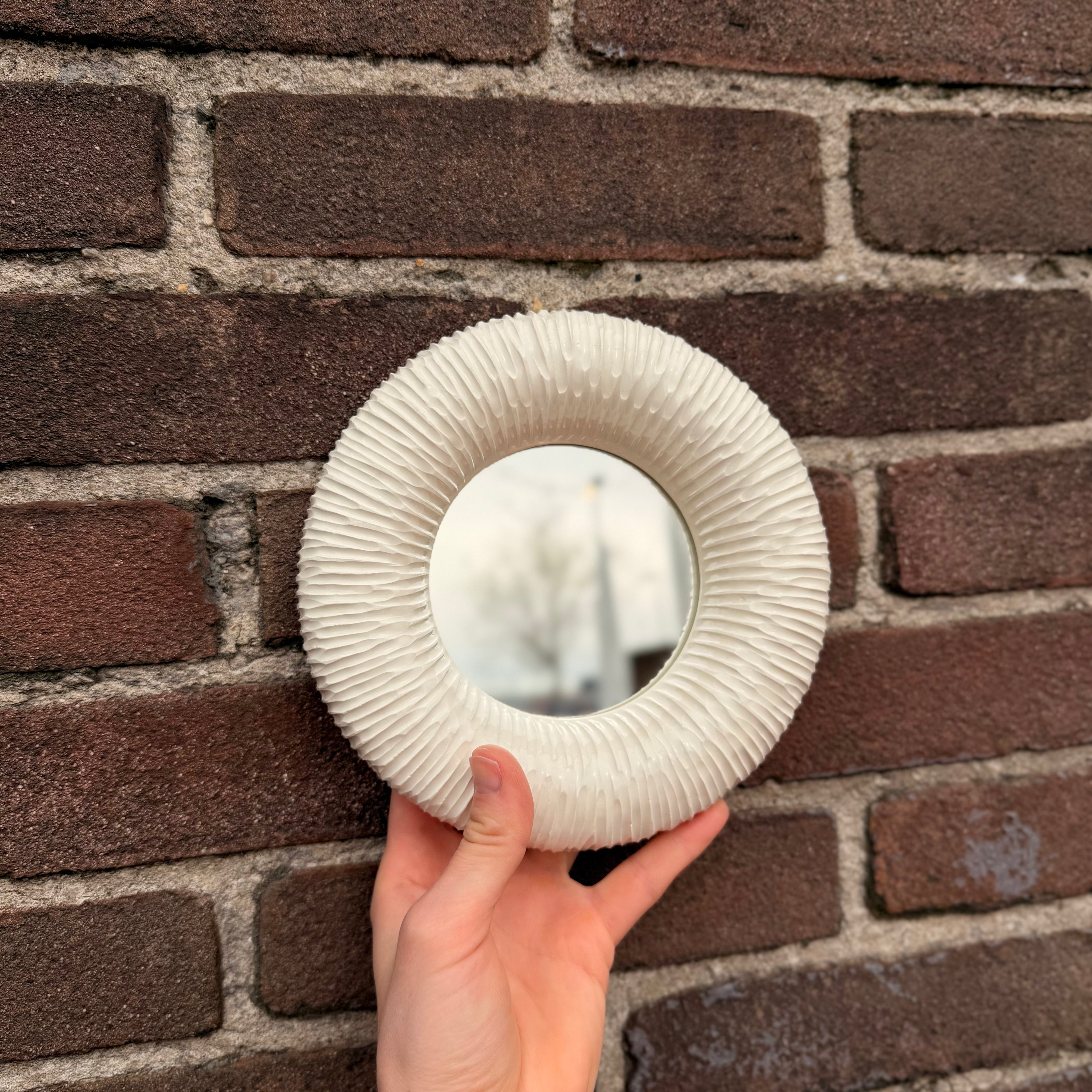 Handmade Ceramic Wall Mirror | Modern Textured Decorative Mirror