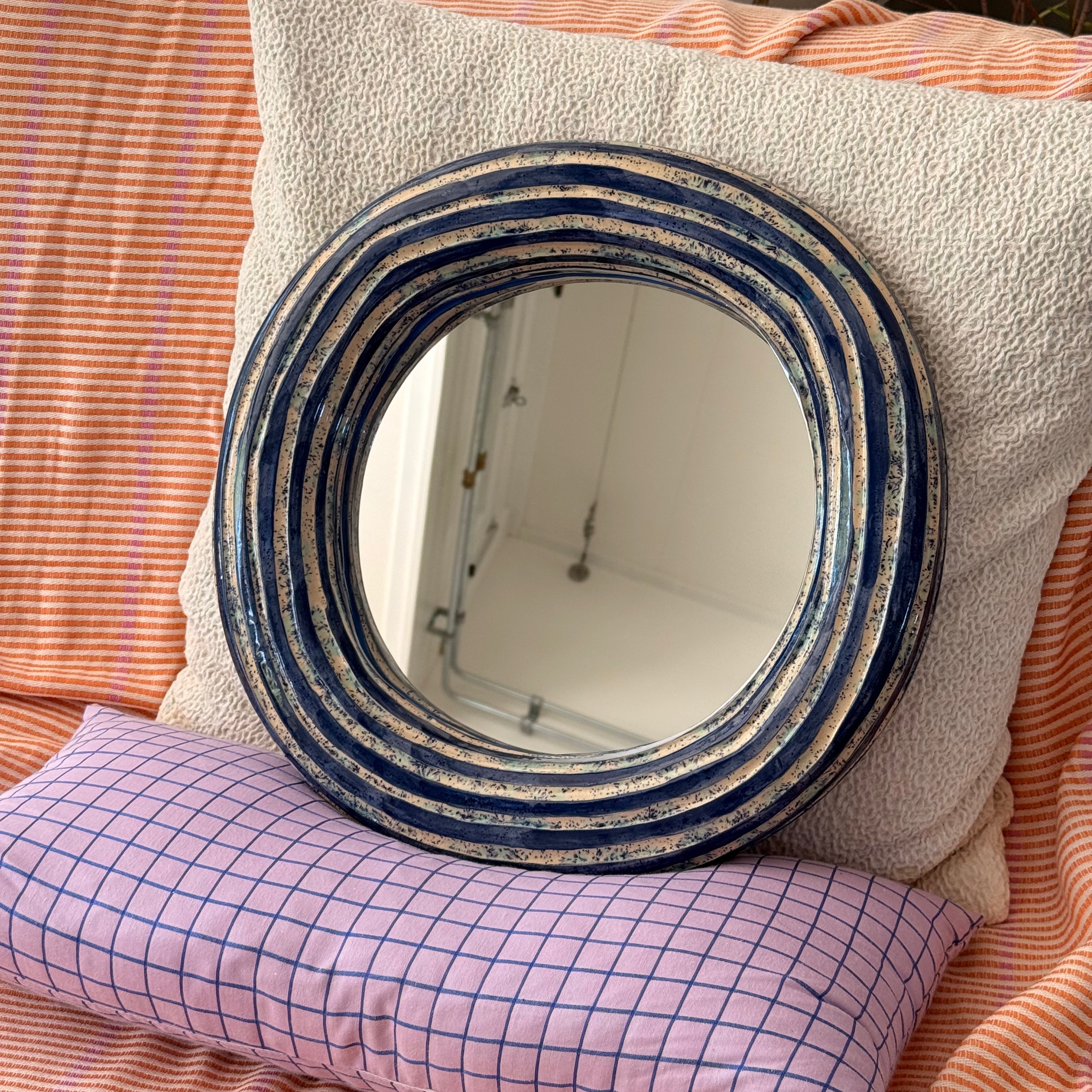 Handmade Blue Ceramic Mirror