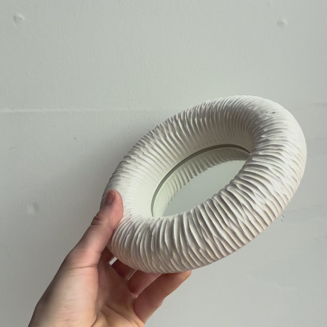 Handmade Ceramic Wall Mirror | Modern Textured Decorative Mirror