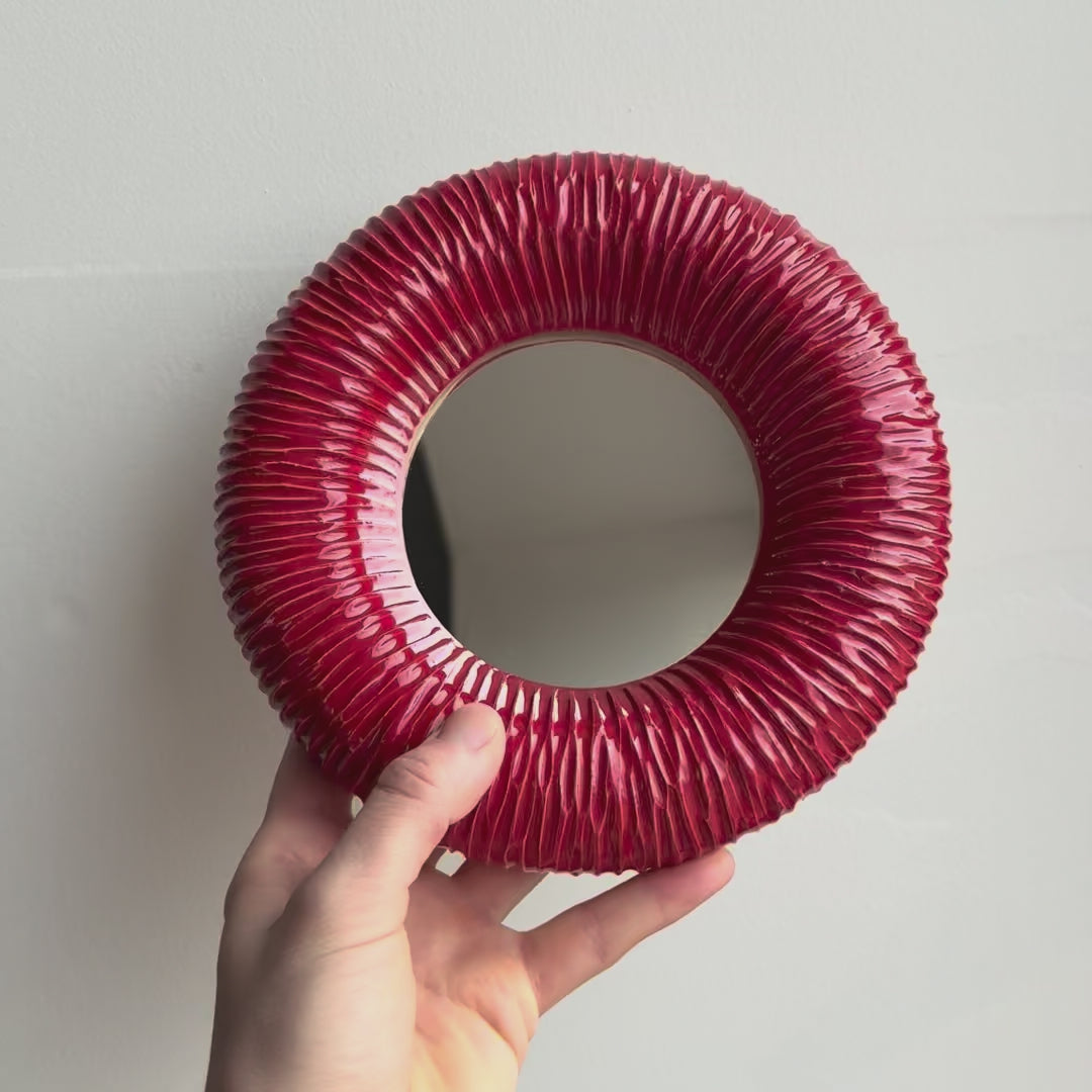 Handmade Ceramic Wall Mirror | Modern Textured Decorative Mirror